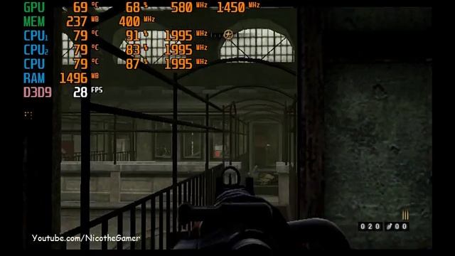 Wolfenstein - Gameplay on Low End PC (Core 2 Duo 2.00GHZ) + MSI Afterburner смотреть онлайн