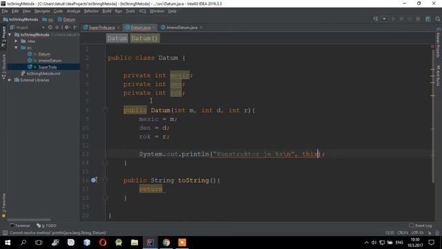 Programovací jazyk Java - 40 - toString metoda смотреть онлайн