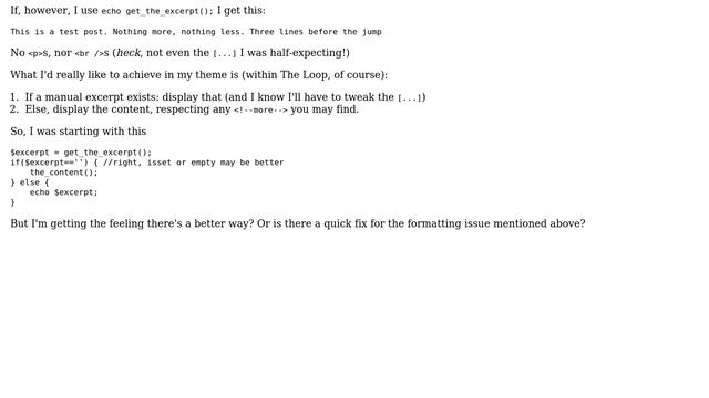 Wordpress: Excerpt vs content formatting woes смотреть онлайн