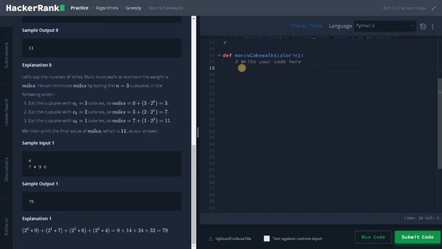 177 - Marc's Cakewalk | Greedy | Hackerrank Solution | Python смотреть онлайн