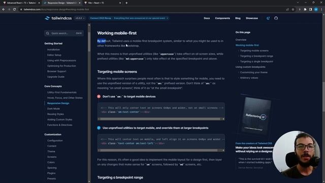 [Arabic] React.js, TypeScript, Redux - 61 - Tailwind CSS Mobile First Rule بالعربى смотреть онлайн