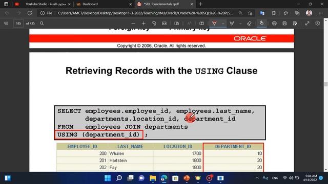 Oracle Ch5 أوراكل الربط بين جدولين أو أكثر Join смотреть онлайн