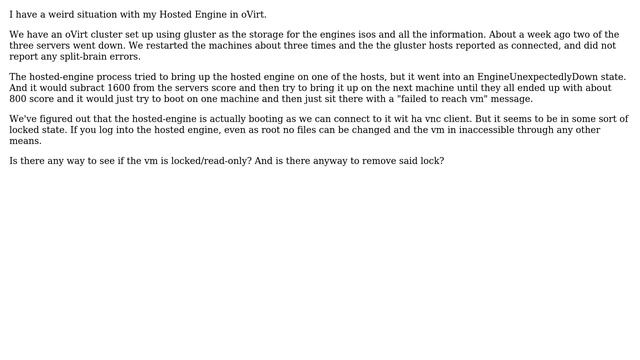 DevOps & SysAdmins: Is there any way to lock/unlock a Hosted Engine in oVirt? смотреть онлайн