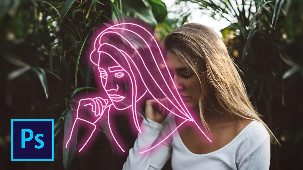Неоновый эффект (отрисовка фото) в фотошопе смотреть онлайн