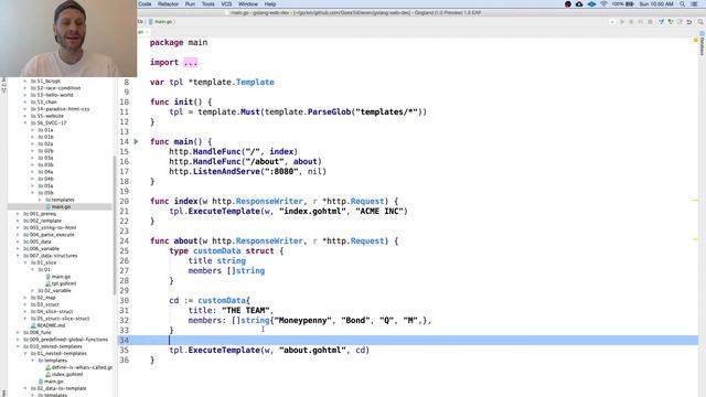 Golang Web Server Tutorial - Step #5 - Passing Composite Data to Templates смотреть онлайн