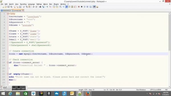 Connect HTML form to MYSqli database with PHP
