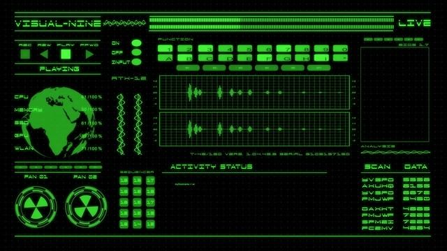 Sci-Fi Hacker Background Green HUD 4K смотреть онлайн