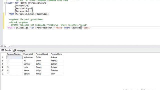 SQL Server Update Komutu İle Güncelleme Yapma смотреть онлайн