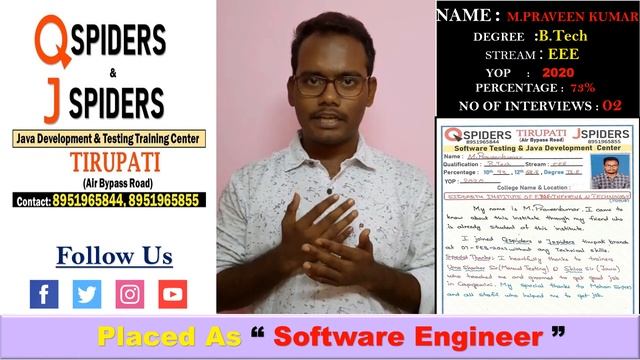 Successfully placed as a Java Trainee Developer | Student Review & Experience at QJSpiders_Tirupati смотреть онлайн