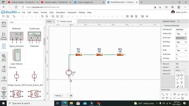 how to make a series circuit simulation in easyEDA online simulator смотреть онлайн