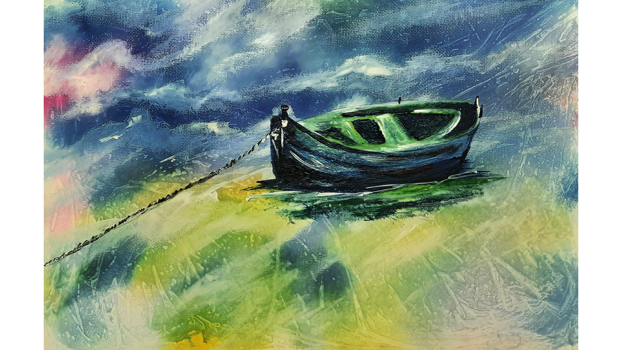 Как нарисовать лодку на воде. Рисуем пейзаж. Правополушарное рисование. Творчество с детьми. смотреть онлайн