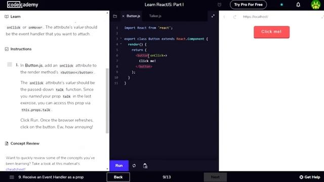 Components Interacting part2 - Learn ReactJS: Part I - Codecademy смотреть онлайн