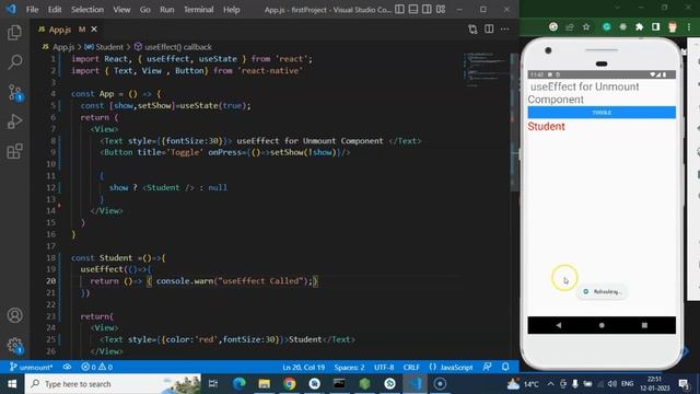 React Native tutorial in Hindi #26 useEffect as ComponentDidUnmount | Life Cycle Method смотреть онлайн
