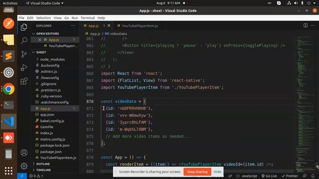 Show multiple YouTube videos on React Native app using Flatlist смотреть онлайн
