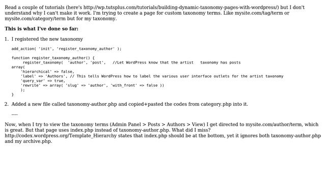 Wordpress: Custom taxonomy page uses index.php смотреть онлайн