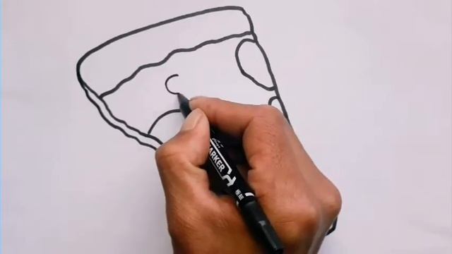 Как нарисовать милый кусочек ПИЦЦУ. смотреть онлайн