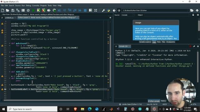 Python Lesson 5, more Tkinter, window sizes, color and sounds смотреть онлайн