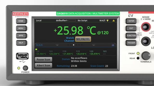 Система сбора и регистрации данных с мультиметром DAQ6510 Tektronix смотреть онлайн