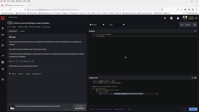 30 Day Codewars Python Challenge: #10 Convert an array of strings to array of numbers смотреть онлайн