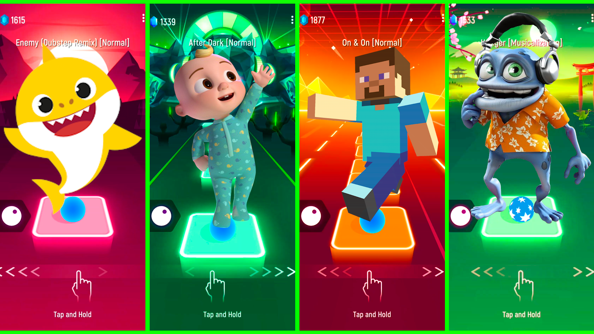 Baby Shark VS Cocomelon VS Minecraft VS Crazy Frog Coffin Dance EDM Rush Tiles Hop