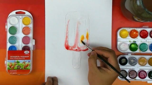Как нарисовать МОРОЖЕНОЕ акварелью смотреть онлайн