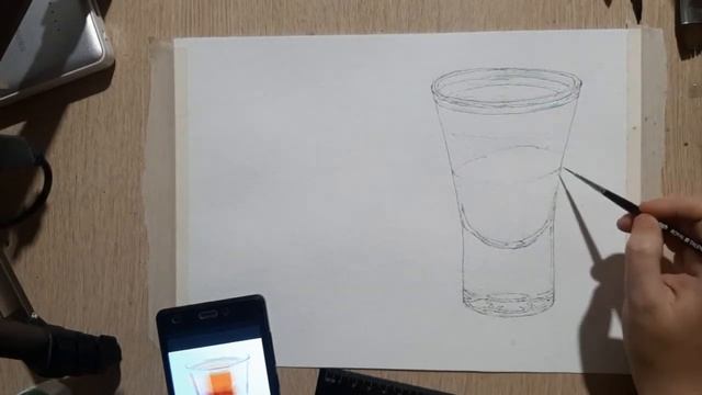 Фуд скетчинг. Рисуем коктейль в стеклянном стакане. смотреть онлайн