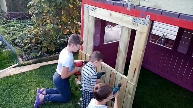 Как мы делали детский игровой комплекс с горкой в детский сад. смотреть онлайн