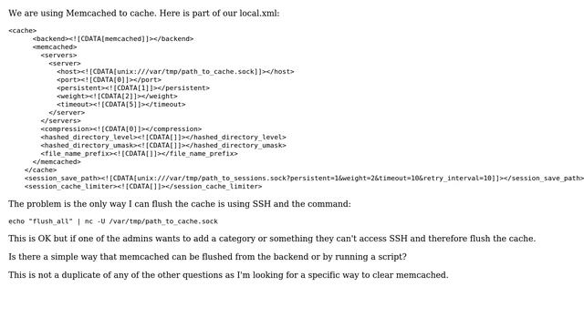 Magento: flush memcached via backend or script смотреть онлайн