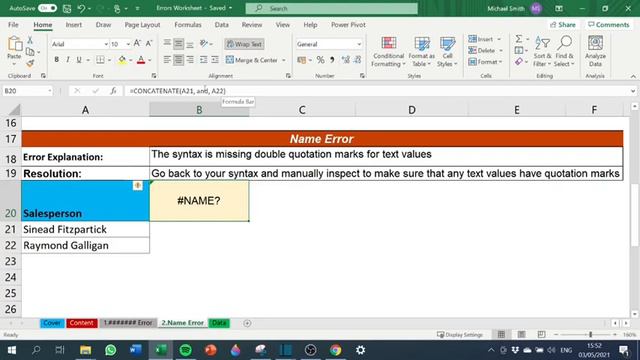 NAME ERROR in EXCEL смотреть онлайн
