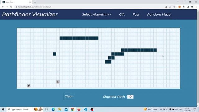 Pathfinder Visualizer | React | shortest path route | Full source code | major project смотреть онлайн