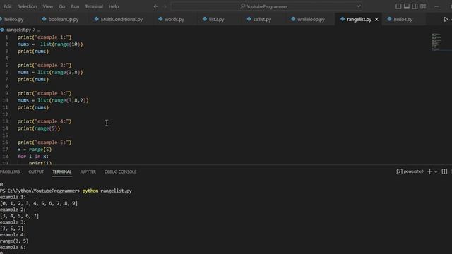 Python Range List смотреть онлайн