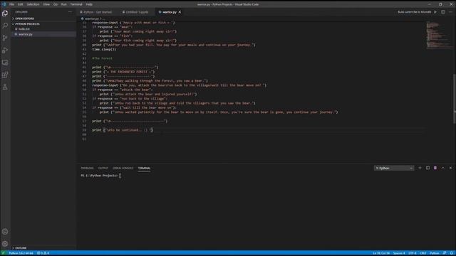 my Python Projects Visual Studio Code Text-based RPG - The Adventure of the Brave Warrior! смотреть онлайн