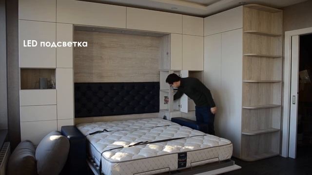 Угловое решение Scandinaviya мебель трансформер (шкаф-кровать с диваном в Москве) смотреть онлайн