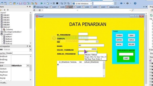 CARA MEMBUAT FORM DATA PENARIKAN│APLIKASI GAJI & TABUNGAN│DELPHI XE│MYSQL PHP MY ADMIN│PART 6 смотреть онлайн