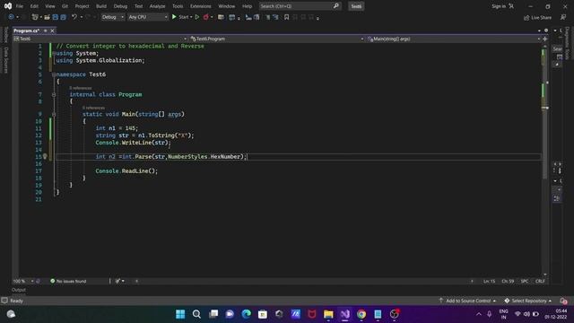 Convert integer to hexadecimal in C# смотреть онлайн