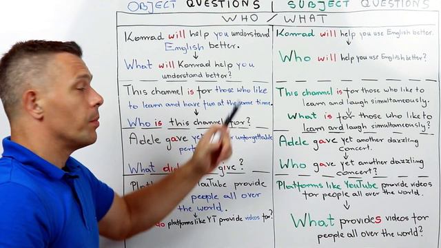 English Grammar: Subject and Object Questions, Part 1 смотреть онлайн