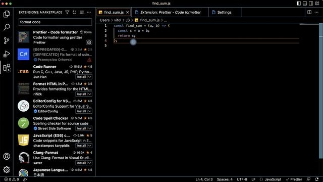 Форматирование кода в Visual Studio Code с помощью Prettier смотреть онлайн