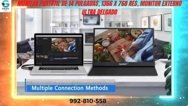 Monitor portátil de 14 pulgadas, 1366 x 768 RES, monitor externo ultra delgado смотреть онлайн
