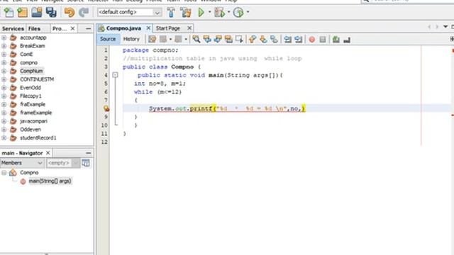 multiplication table in java using while loop смотреть онлайн
