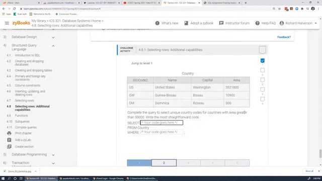 ICS321 Spring 2021 Video 08 SQL Chapter 4.7 - 4.10 смотреть онлайн