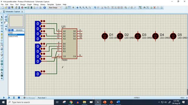 4 Bit Parallel Adder in Proteus Simulation Software | Digital Logic Design смотреть онлайн