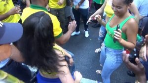 BRAZILIAN GIRLS DANCE  WITH BRAZILIAN CARNIVAL BAND DRUMS SAMBA MUSIC ORCHESTRA NEW YORK CITY