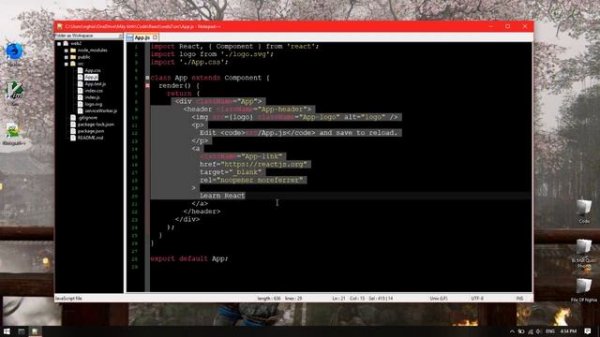Code React with Notepad++ (code html in file js)