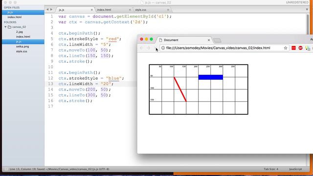 JavaScript Canvas 2. Рисуем линии смотреть онлайн