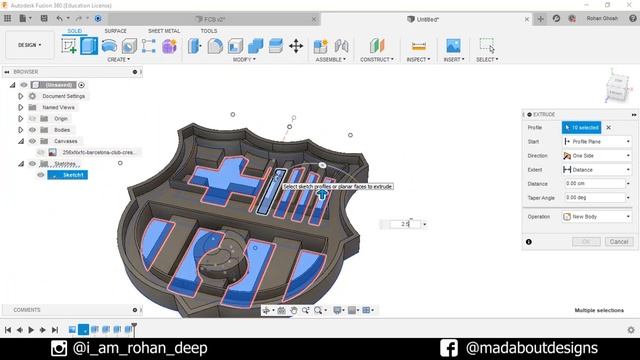 FCB metallic logo design using Autodesk Fusion 360 & Keyshot 3D | Timelapse 1 смотреть онлайн