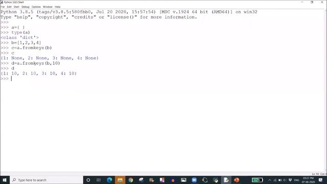 25-Usage of fromkeys( ) method in dictionary data type смотреть онлайн