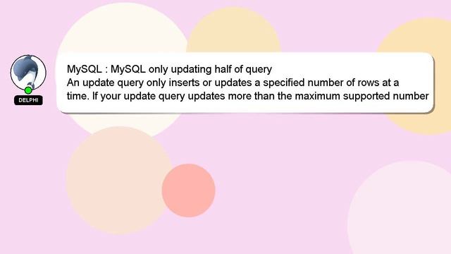 MySQL : MySQL only updating half of query смотреть онлайн