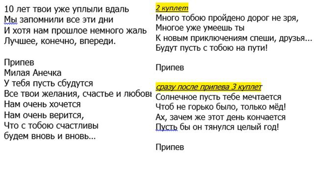 Юбилейная песня к 10-летию Ани Балдецкой