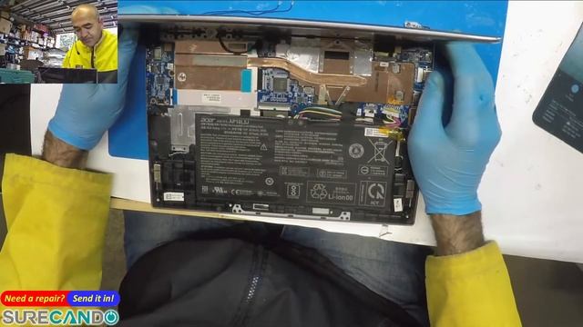 Acer Spin 1 SP111 Black screen, turns on. LCD removal & hinge repair. смотреть онлайн
