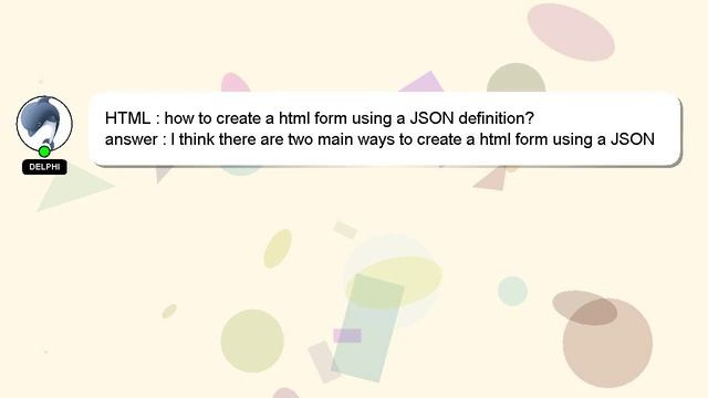 HTML : how to create a html form using a JSON definition? смотреть онлайн